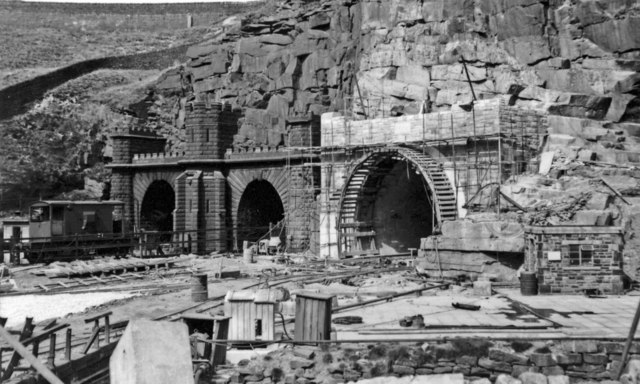Western portals of the Old and New Woodhead Tunnels, 1953