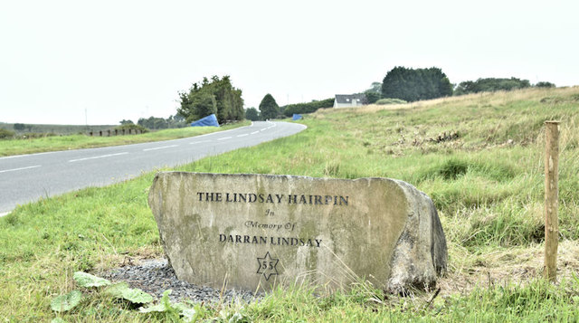 Darran Lindsay memorial stone, Ulster Grand Prix course (August 2016)