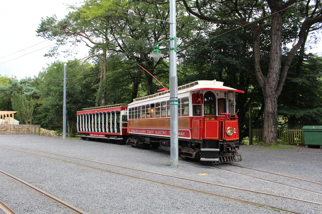 Manx Electric Railway tramcar 1 and trailer 40 at Laxey
