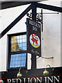 NU2410 : Sign of The Red Lion Inn, Alnmouth by John Lucas