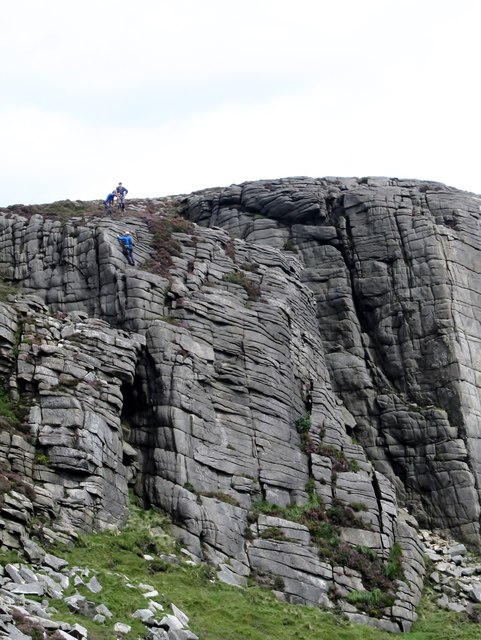 Climbers on the crags of the Lower Cove