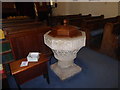 ST8830 : St Mary, East Knoyle: font by Basher Eyre