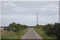 Rural road with communications tower