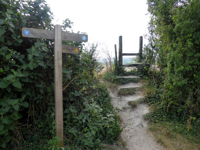 Sign and Stile at Junction of Footpath and South Downs Way