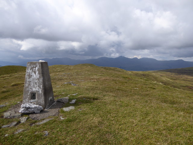 Trig point on Creag Uchdag ('crag of hollows')