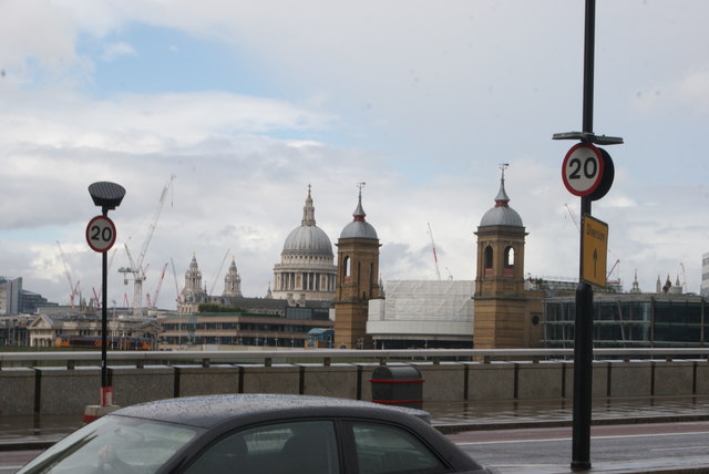 View of St. Paul's Cathedral and Cannon Street Station from London Bridge