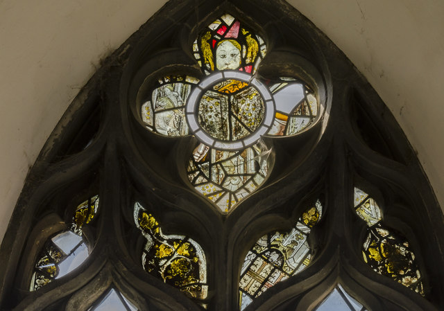 Medieval stained glass, St John the Baptist church, Muston