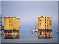 NH7668 : Hutton TLP Hull  and Drilling Rigs in Cromarty Firth by David Dixon