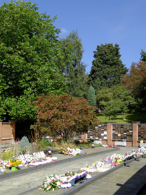 The wreaths enclosure at Gornal Wood Crematorium, Dudley
