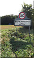 TL9568 : Stowlangtoft Village Name sign on the A1088 Stow Lane by Geographer
