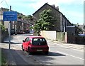 Cyclists rejoin carriageway sign, Plasycoed Road, Pontnewynydd