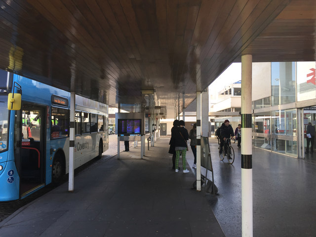 Bus stands outside Coventry station