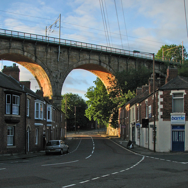 Durham: morning sunlight on the railway viaduct