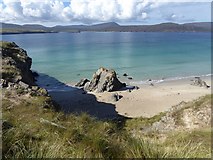 NC3969 : Small sea stack and beach at Balnakeil Bay by Oliver Dixon