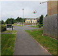 Path from the A48 to a pub and a hotel, Coedkernew, Newport