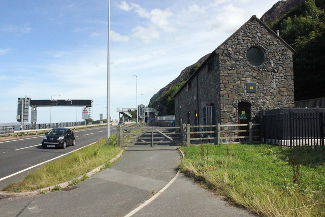 A55 and buildings at Llanfairfechan