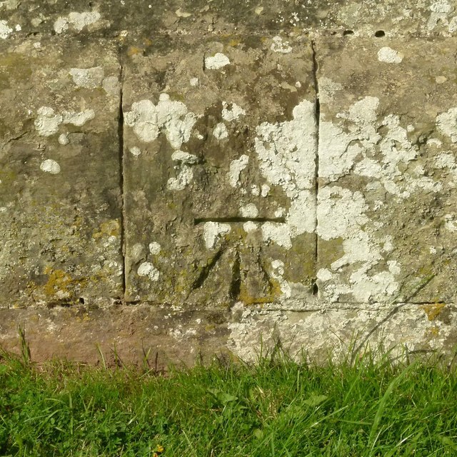 Bench mark, St Mary's Church Stanford on Teme