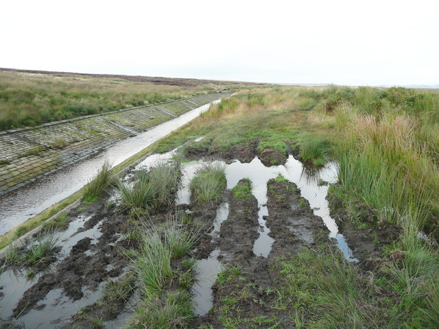 Ruts on the track alongside the catchwater drain, Rishworth