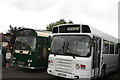 View of a Leyland National and Leyland Leopard Willowbrook in the Bus & Taxi Rally at New Romney station