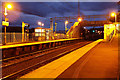 Woodhall railway station at night