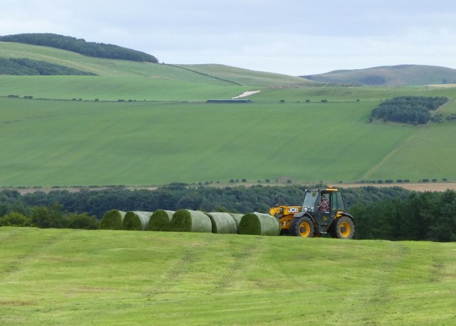 Gathering up the bales of grass