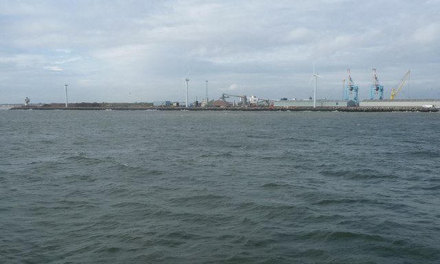 Wind turbines, Royal Seaforth Dock wall © Christine Johnstone cc-by-sa ...