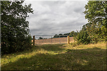 TQ2897 : Gate into Farmland, Trent Park, Cockfosters, Hertfordshire by Christine Matthews
