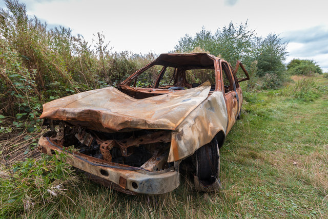 Burnt Out Car, Trent Park, Enfield
