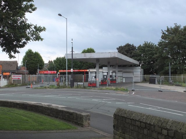 Closed down petrol station on Main Street