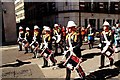 View of a Great Fire of London Parade rounding the corner from Cock Lane into Giltspur Street #2