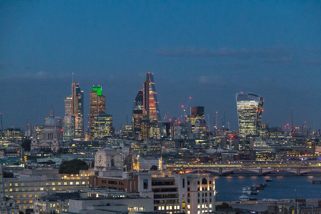 City of London at Night as seen from New Zealand House