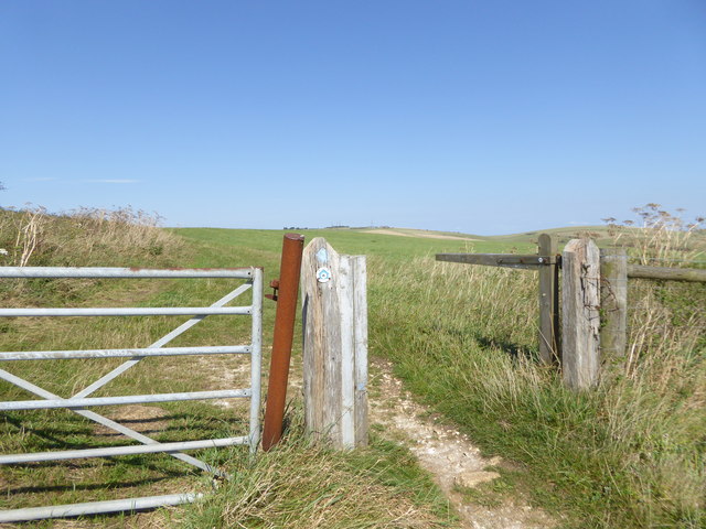 Looking northwards at gate on the Monarch's Way