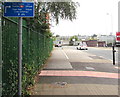 Cycle route direction and distances sign, Shaw Heath, Stockport