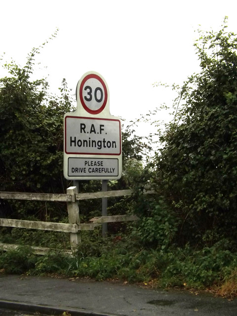 RAF Honington Village Name sign on Green Lane