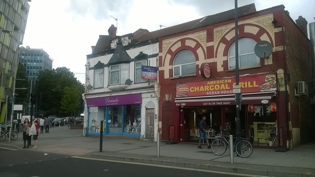 Shops at the south end of Wembley Hill Road