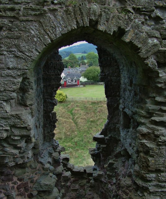 Clun Castle view to the bowling green