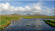 NF7536 : The Howmore River and the major hills of South Uist by Julian Paren