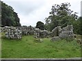 Ruined building at Challacombe Medieval Village