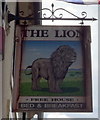 Sign for the Lion public house, Wigton