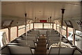 View along the upper deck of the Routemaster bus in Walthamstow Pumphouse Museum