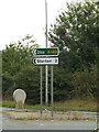 TL9471 : Roadsigns on the A143 Stanton Road by Geographer