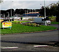 Floorex direction sign on a Cwmbran roundabout