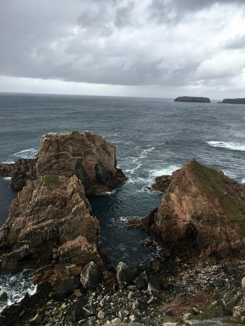 Geodh' an Fhithich Rock Stacks viewed from cliff top