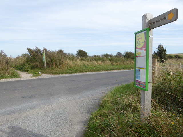Footpath crosses Devil's Dyke Road at bus stop
