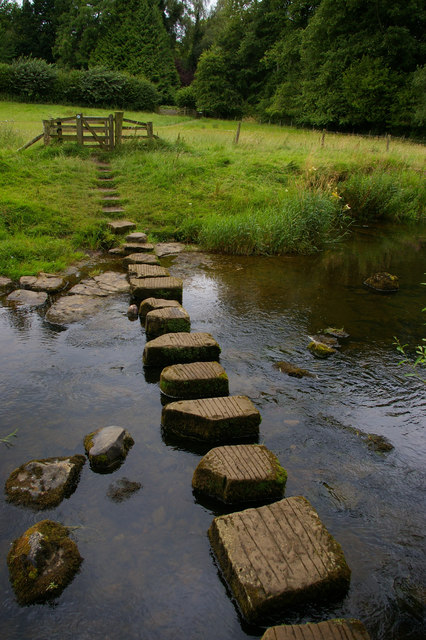 Stepping stones over the River Wansbeck,... © Christopher Hilton ...