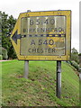 A pre-Worboys road sign on the B5141 in Caldy