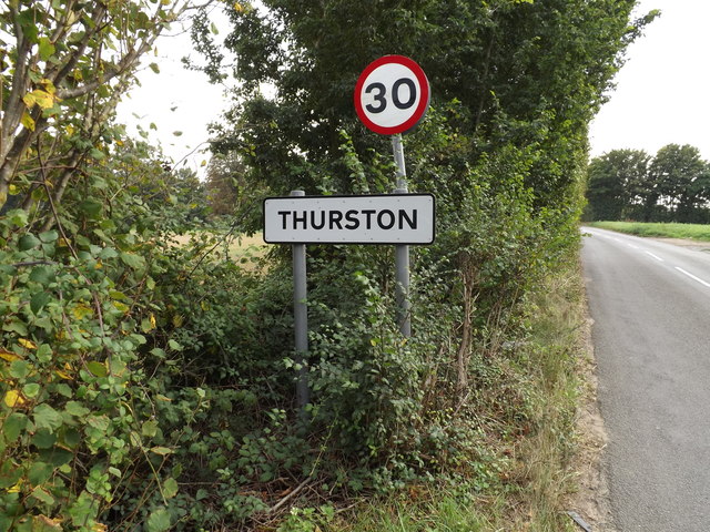 Thurston Village Name sign on Ixworth Road