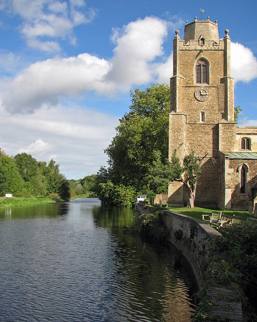 Hemingford Grey: the Great Ouse and St James's tower