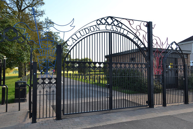 Gates to Caludon Castle Park, Farren Road, Wyken, Coventry