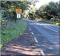 SO6126 : Warning sign - crossroads ahead near Gatsford Farm, Herefordshire by Jaggery